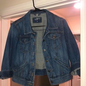 Loft jean jacket, worn a handful of times, cropped, adjustable waist